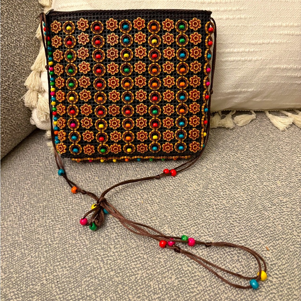 Colorful Beaded Crossbody Bag